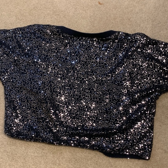 Abercrombie & Fitch Womens Navy Sparkling Crop Cardigan. New with tags, Large. - Picture 3 of 5